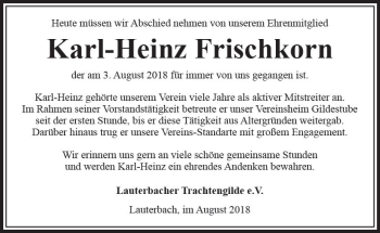Traueranzeige von Karl-Heinz Frischkorn von VRM Trauer