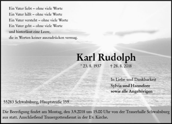Traueranzeige von Karl Rudolph von vrm-trauer