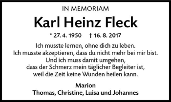 Traueranzeige von Karl Heinz Fleck von vrm-trauer