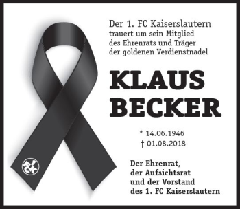 Traueranzeige von Klaus Becker von vrm-trauer