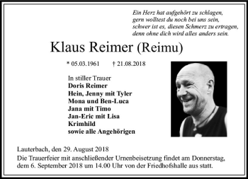 Traueranzeige von Klaus Reimer von VRM Trauer