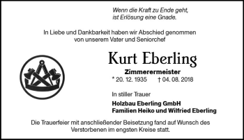 Traueranzeige von Kurt Eberling von vrm-trauer
