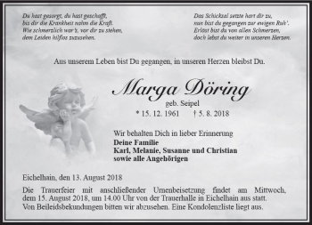 Traueranzeige von Marga Döring von VRM Trauer