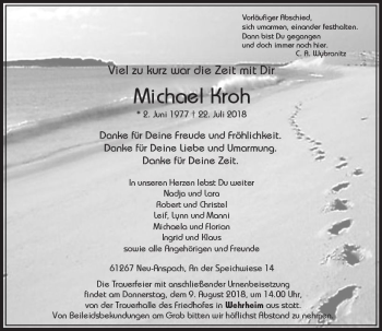 Traueranzeige von Michael Kroh von  Usinger Anzeiger