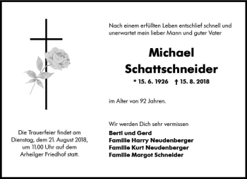 Traueranzeige von Michael Schattschneider von vrm-trauer