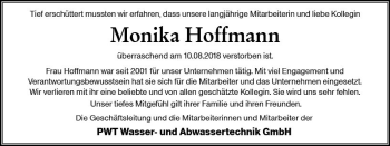 Traueranzeige von Monika Hoffmann von vrm-trauer