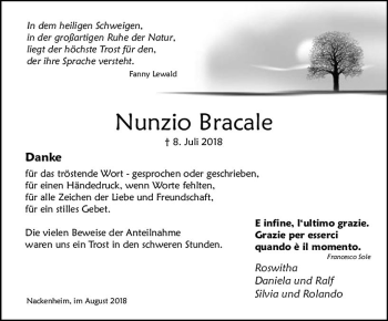 Traueranzeige von Nunzio Bracale von vrm-trauer