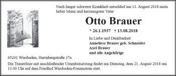 Traueranzeige von Otto Brauer von vrm-trauer