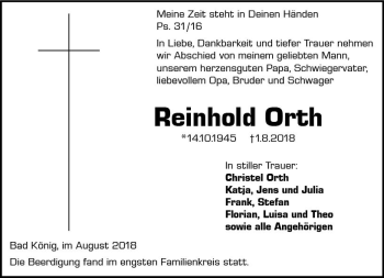 Traueranzeige von Reinhold Orth von vrm-trauer