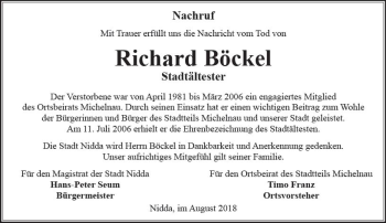 Traueranzeige von Richard Böckel von  Kreisanzeiger
