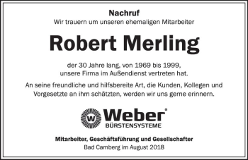 Traueranzeige von Robert Merling von  Camberger Anzeiger