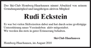 Traueranzeige von Rudi Eckstein von VRM Trauer