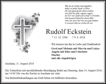 Traueranzeige von Rudolf Eckstein von VRM Trauer