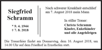 Traueranzeige von Siegfried Schramm von vrm-trauer