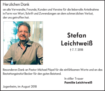 Traueranzeige von Stefan Leichtweiß von vrm-trauer