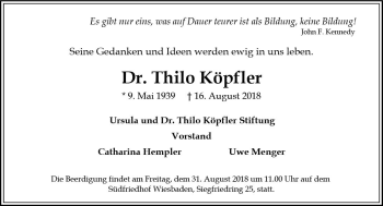 Traueranzeige von Thilo Köpfler von vrm-trauer