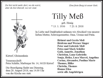 Traueranzeige von Tilly Meß von VRM Trauer