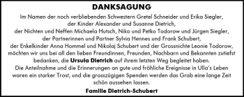 Traueranzeige von Ursula Dietrich von vrm-trauer