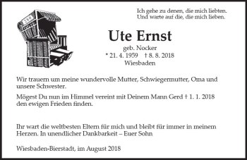 Traueranzeige von Ute Ernst von vrm-trauer