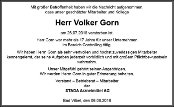 Traueranzeige von Volker Gorn von  Gießener Anzeiger Traueranzeige von Volker Gorn von  Gießener Anzeiger