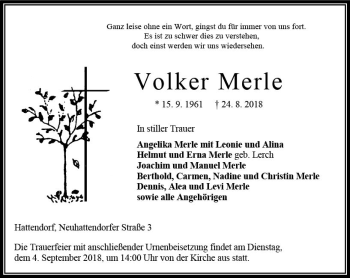 Traueranzeige von Volker Merle von VRM Trauer
