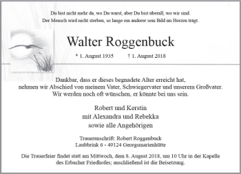 Traueranzeige von Walter Roggenbuck von vrm-trauer