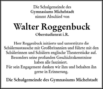 Traueranzeige von Walter Roggenbuck von vrm-trauer