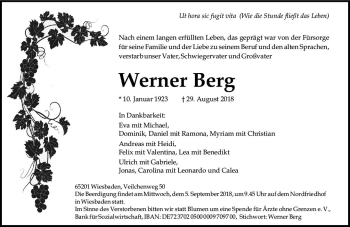 Traueranzeige von Werner Berg von vrm-trauer