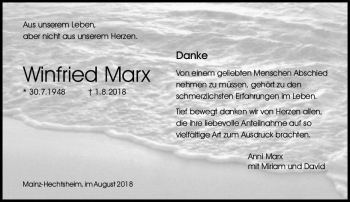 Traueranzeige von Winfried Marx von vrm-trauer