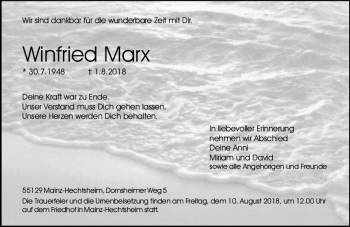 Traueranzeige von Winfried Marx von vrm-trauer