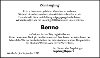 Traueranzeige von Benno  von vrm-trauer