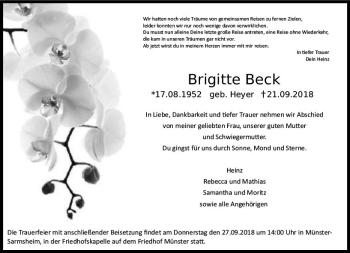 Traueranzeige von Brigitte Beck von vrm-trauer