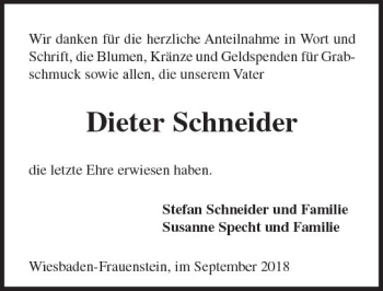 Traueranzeige von Dieter Schneider von vrm-trauer