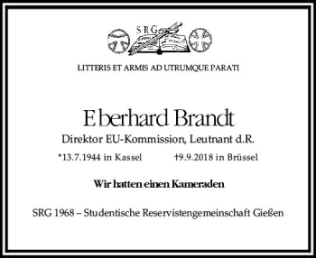 Traueranzeige von Eberhard Brandt von  Gießener Anzeiger