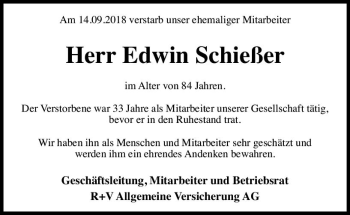 Traueranzeige von Edwin Schießer von vrm-trauer