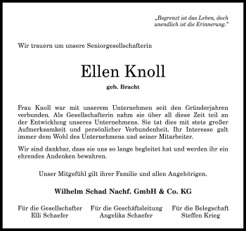 Traueranzeige von Ellen Knoll von vrm-trauer