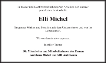 Traueranzeige von Elli Michel von  Gießener Anzeiger