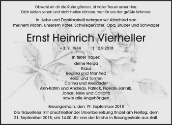 Traueranzeige von Ernst Heinrich Vierheller von  Kreisanzeiger