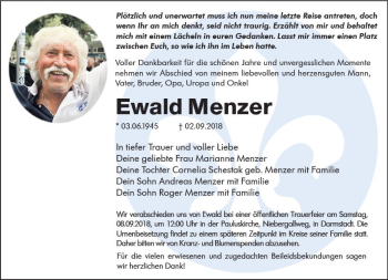 Traueranzeige von Ewald Menzer von vrm-trauer