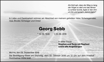 Traueranzeige von Georg Sebb von vrm-trauer