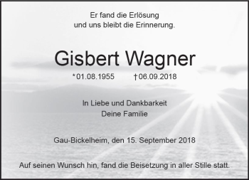 Traueranzeige von Gisbert Wagner von vrm-trauer