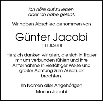 Traueranzeige von Günter Jacobi von vrm-trauer