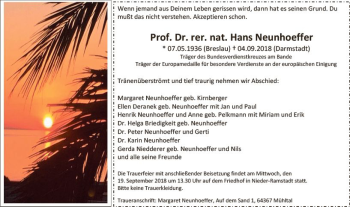 Traueranzeige von Hans Neunhoeffer von vrm-trauer