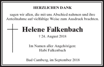 Traueranzeige von Helene Falkenbach von  Camberger Anzeiger