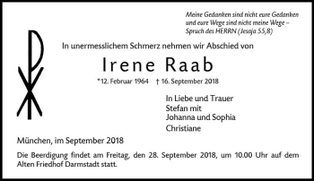 Traueranzeige von Irene Raab von vrm-trauer