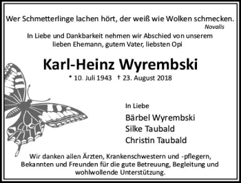 Traueranzeige von Karl-Heinz Wyrembski von vrm-trauer