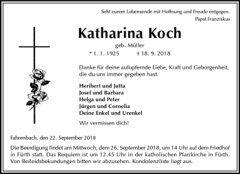 Traueranzeige von Katharina Koch von vrm-trauer