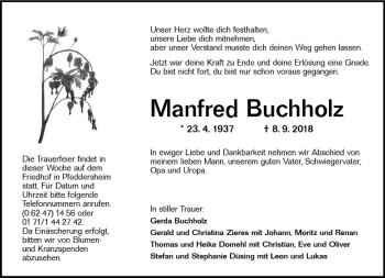 Traueranzeige von Manfred Buchholz von vrm-trauer