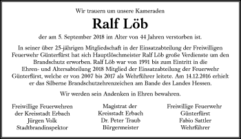 Traueranzeige von Ralf Löb von vrm-trauer