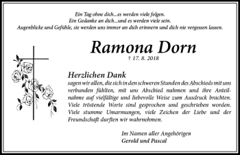 Traueranzeige von Ramona Dorn von  Camberger Anzeiger